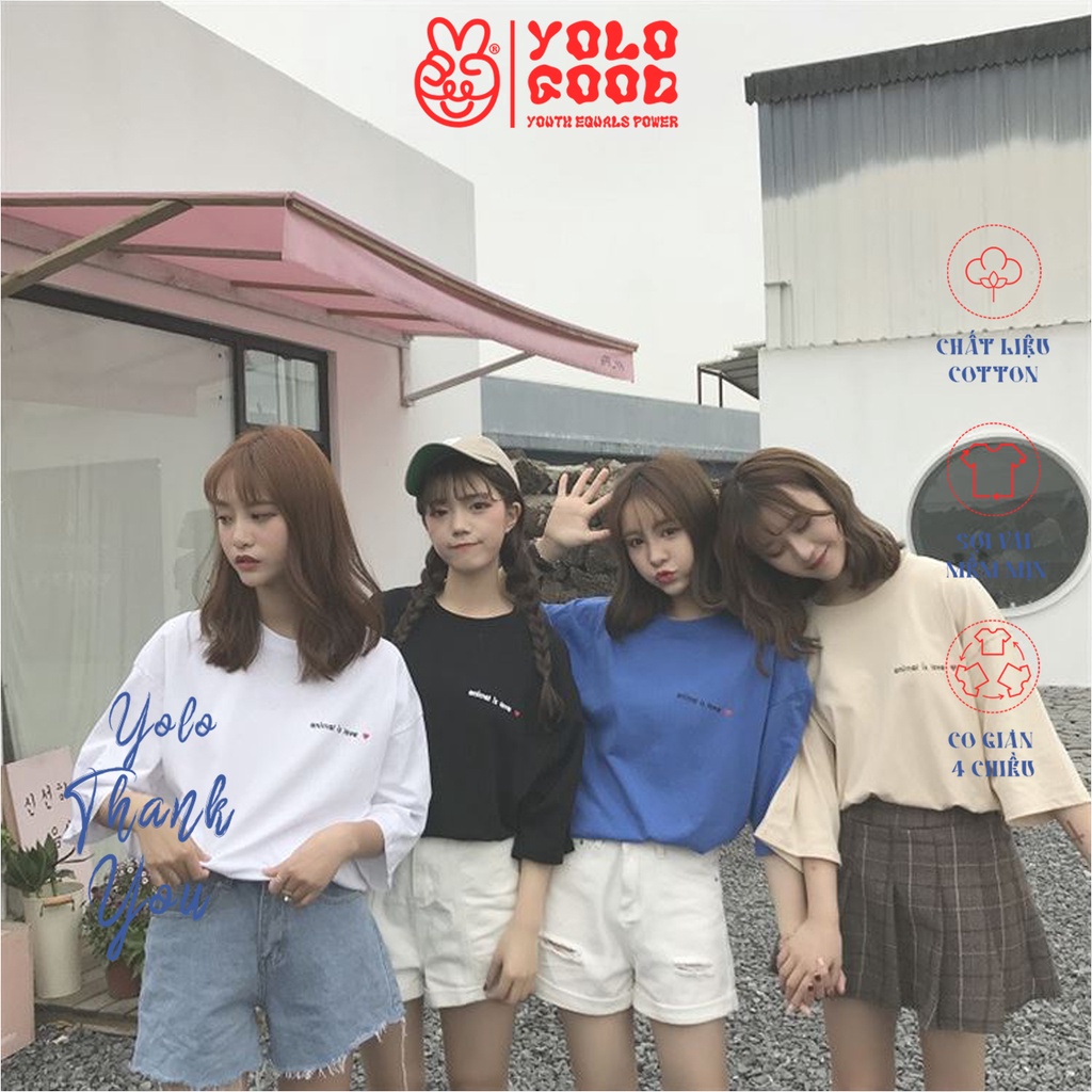 Áo thun tay lỡ ♥️ ANIMAL IS LOVE ♥️ phông Unisex nam nữ tee oversize form rộng pull Ulzzang Streetwear Hàn Quốc vải mềm