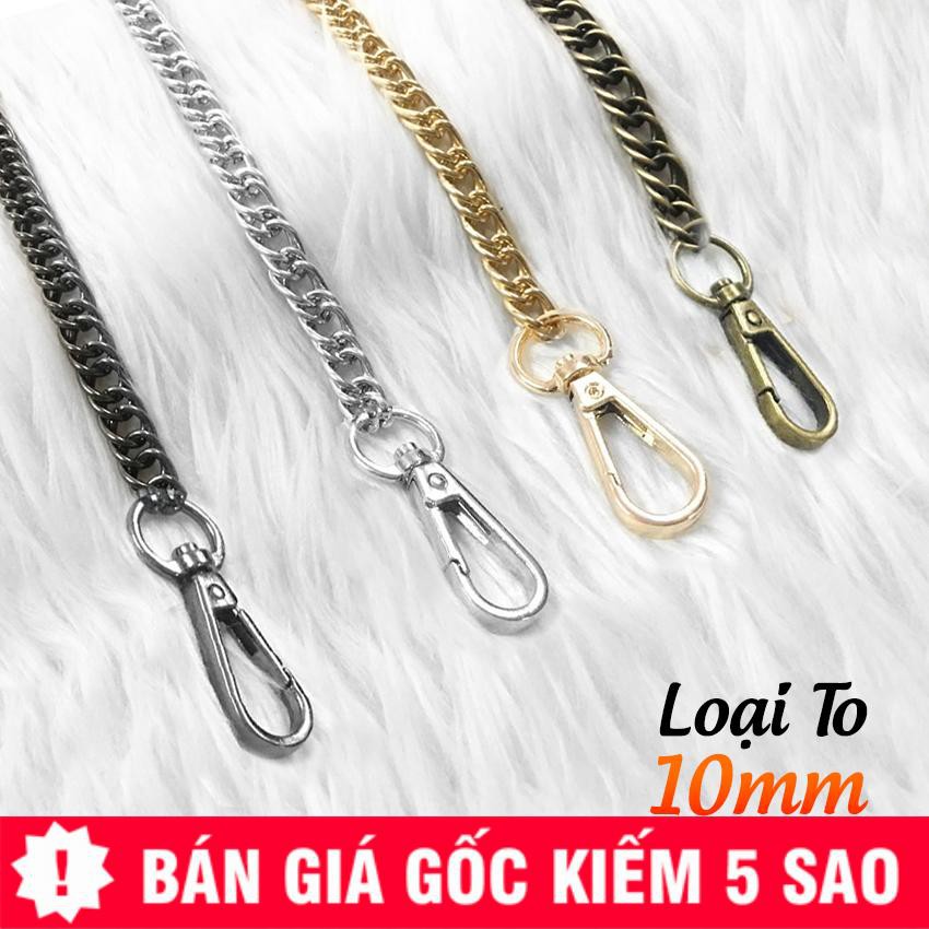 Dây Xích Túi Xách Chuỗi Dẹp 10mm Có Móc Càng Cua