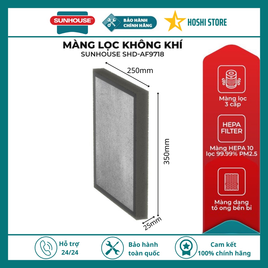 {HÀNG CHÍNH HÃNG} MÀNG LỌC KHÔNG KHÍ SUNHOUSE SHD-AF9718,MÀNG LỌC HEPA ĐA LỚP, LỌC SẠCH BỤI MỊN, KHÍ THẢI, TẠP CHẤT