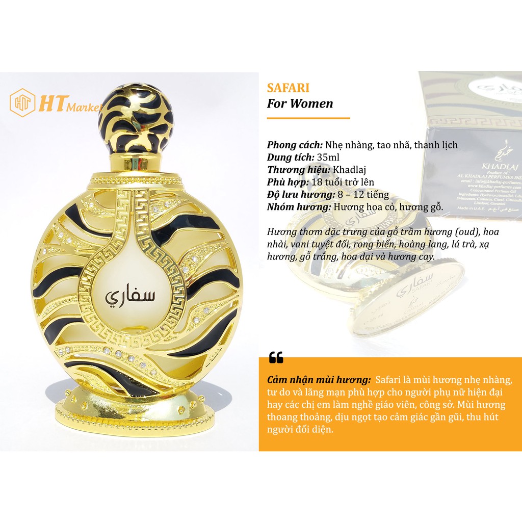 Nước Hoa Tinh Dầu Dubai Chính Hãng Nữ Thơm Sang Cực Kì Safari 35ml HT Market | BigBuy360 - bigbuy360.vn