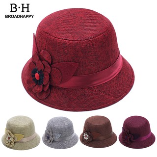 Mũ Bucket Vành Tròn Vải Lanh Màu Trơn Thanh Lịch Dành Cho Nữ