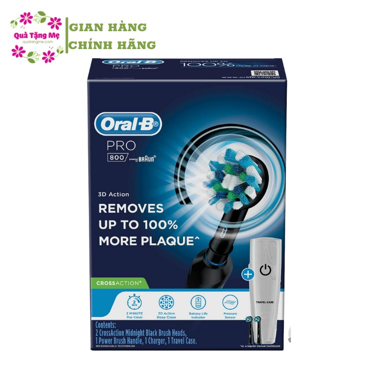 Bàn Chải Đánh Răng Điện Cao Cấp Oral B Pro 800 Electric Toothbrush 3D Action + Travel Case