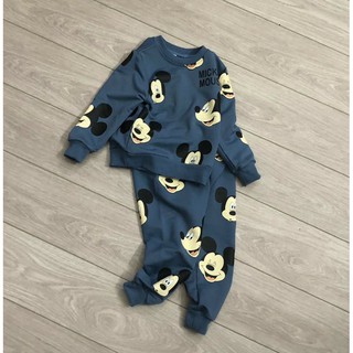 Bộ quần áo dài tay họa tiết Mickey hàng hm xuất dư