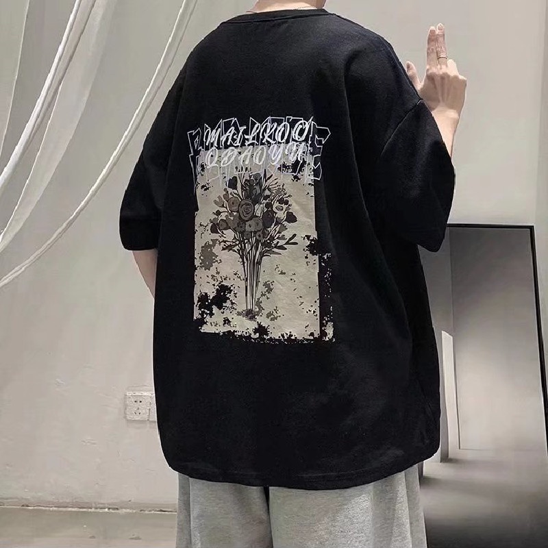 Áo Thun Tay Ngắn Cổ Tròn In Chữ Phong Cách Hàn Quốc Dành Cho Nam size M-5XL