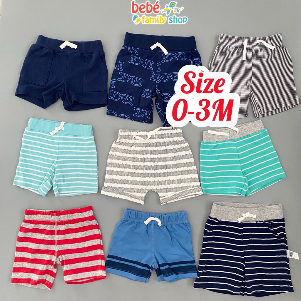 [Size 0-3M] Quần Short/ Quần đùi bé trai xuất dư Carters sơ sinh đến 2 tuổi chất thun cotton da cá QTB