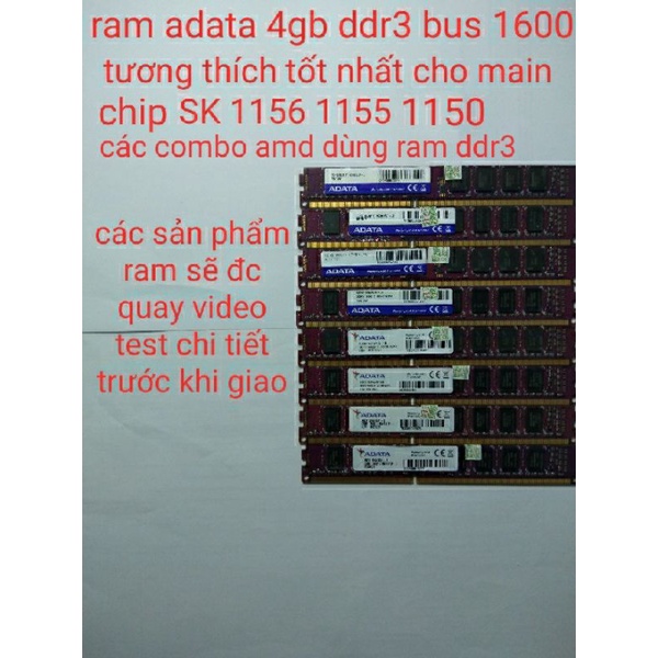 ram máy bàn adata 4 8gb ddr3 bus 1600 như mới tương thích h55 h61 h81 và amd hỗ trợ ddr3 chính hãng pc2ndhcm