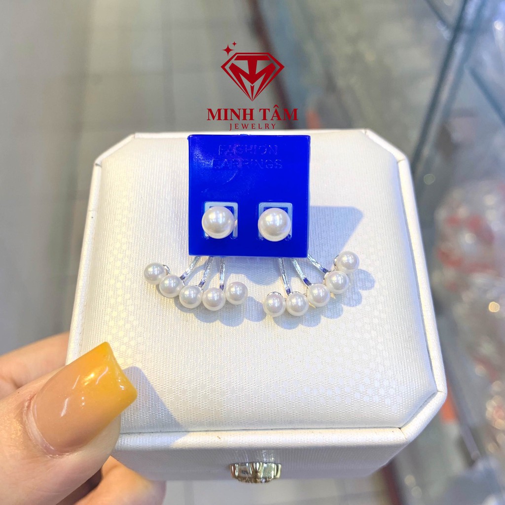 Bông tai bạc Minh Tâm Jewelry, Khuyên tai ngọc trắng bạc ta cao cấp