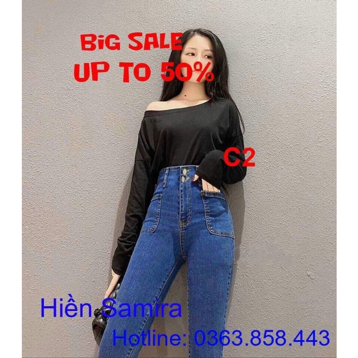 Quần bò túi dán trước co giãn CHANY STORE