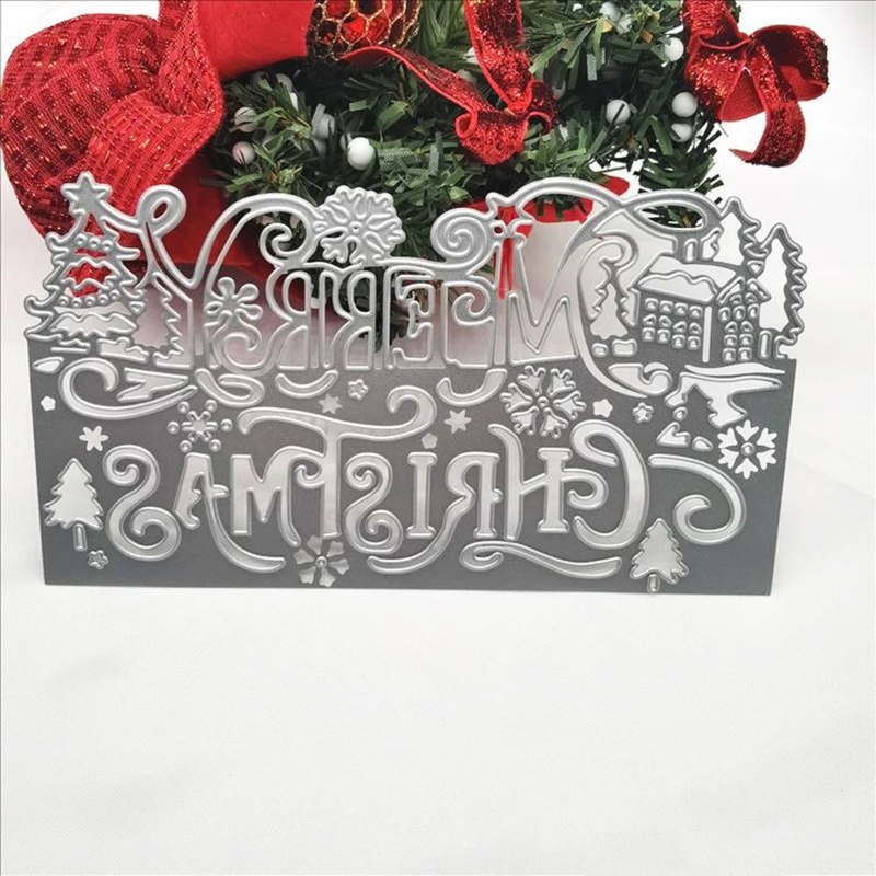 Khuôn Cắt Giấy Làm Từ Kim Loại Hình Cây Thông Giáng Sinh Trang Trí Scrapbook