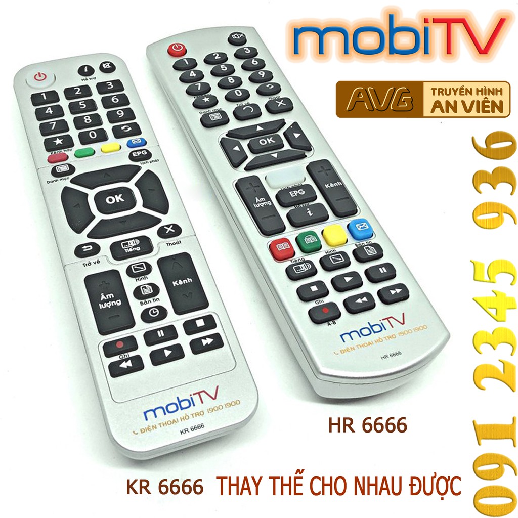 Điều khiển MobiTV HR-6666 + KR-6666 (AN VIÊN) cho đầu kỹ thuật số TvBox. (Mẫu số 5)