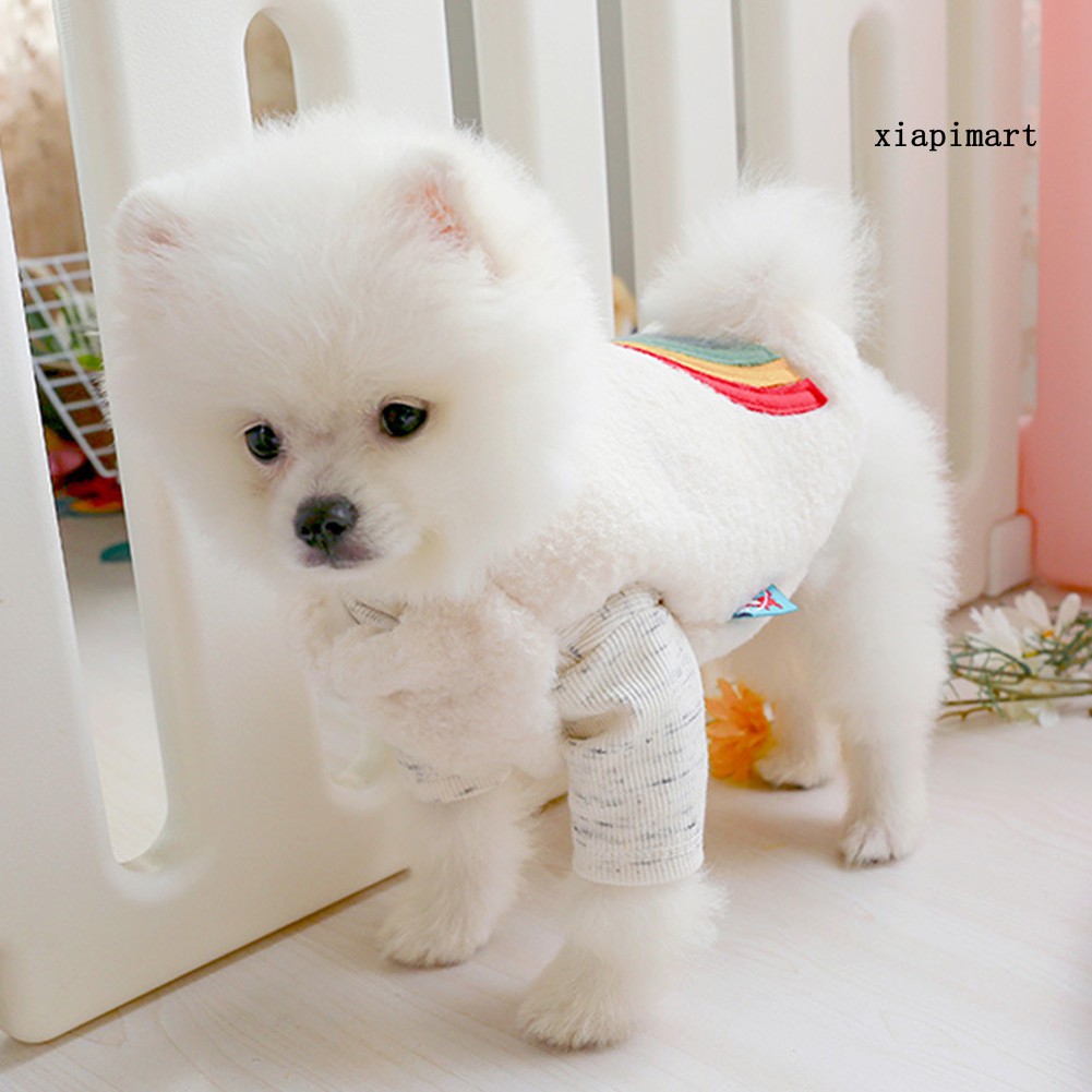 【Ready stock】Dog Heart Rainbow Pattern Stitching Jacket Pet Apparel Cat Comforting Clothes