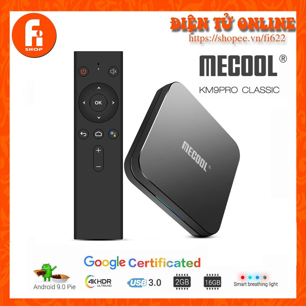 Android TV Box Mecool KM9 Pro Classis Google Cats Chính Chủ Tìm Kiếm Giọng Nói