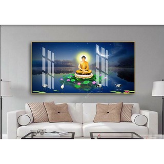 Tranh dán tường 3D phủ kim sa cao cấp- tranh Phật Thích Ca- không khung -khách hàng tự dán-giá xưởng