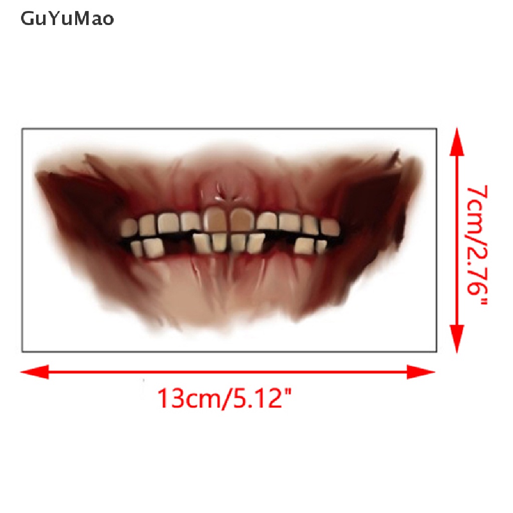 1 Tờ Hình Xăm Dán Mặt Môi Miệng To DIY Chủ Đề Halloween