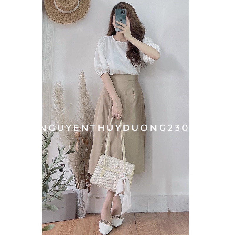 [HÀNG SẴN]ÁO sơmi CỔ TRÒN TAY PHỒNG chất thỗ đũi mịn mát