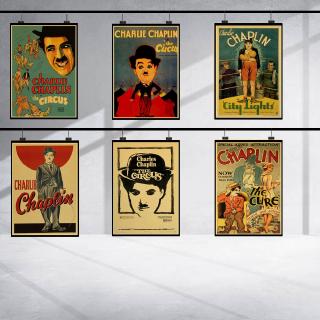 Poster Treo Tường Hình Theatre Charlie Chaplin Phong Cách retro Chất Lượng Cao