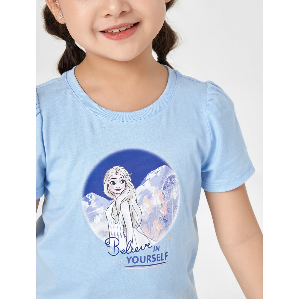 Áo phông bé gái CANIFA cotton 100% Frozen công chúa Elsa - 1TS21S010