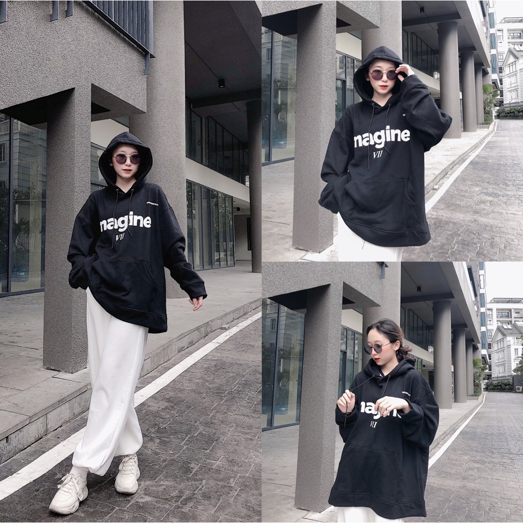 Áo hoodie IMAGANE VII Unisex nam nữ Nỉ Bông oversize form rộng Zozo_unisex