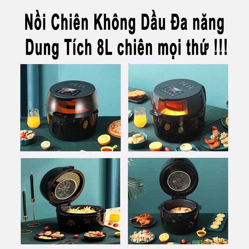 Nồi chiên không dầu MKMAOKE - Dung tích 8L thế hệ mới 2021, nồi chiên điện tử chất lượng cao