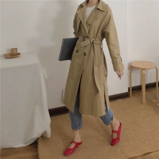 Áo măngto kaki hàn dáng dài