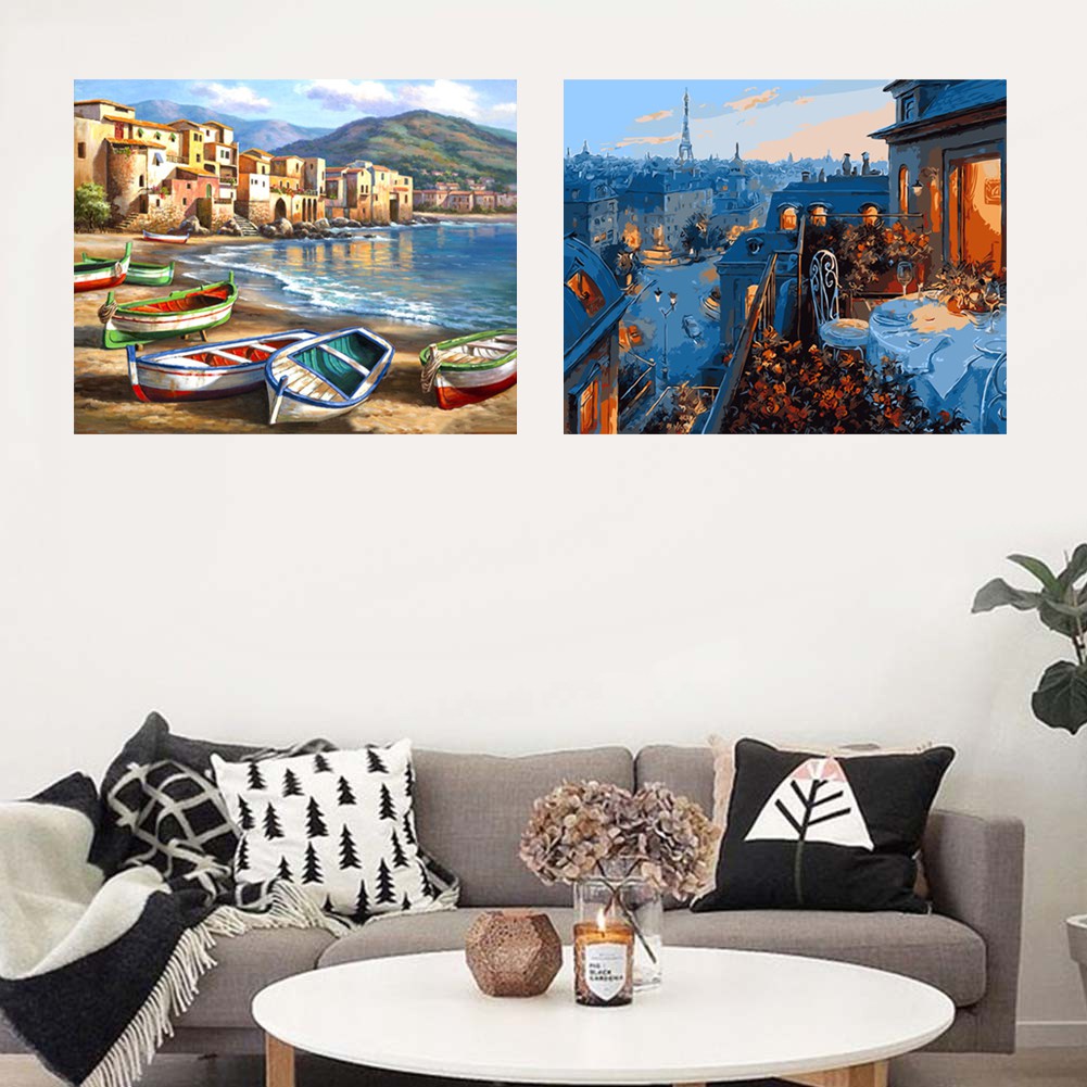 Bộ Tranh Sơn Dầu Diy Hình Phong Cảnh Nhiều Màu Sắc | BigBuy360 - bigbuy360.vn