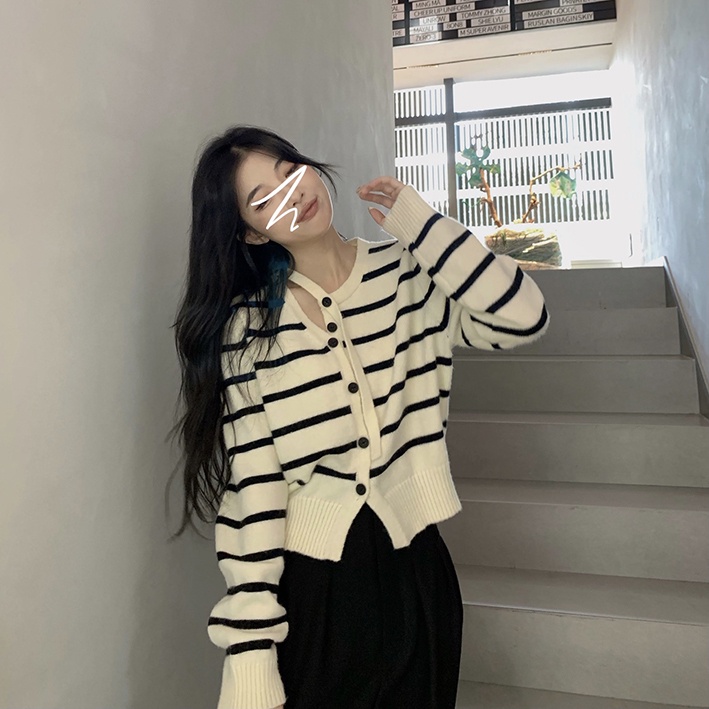 Áo Cardigan Dệt Kim Cổ Chữ v Màu Sắc Đơn Giản Cho Nữ