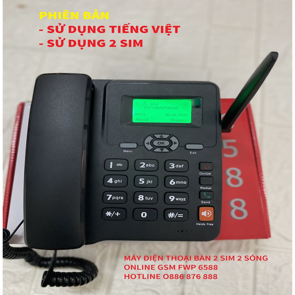 ❤️Máy Điện Thoại Bàn Lắp Sim Bản Tiếng Việt Mã GSM ETS 6588 Lắp Mọi Loại Sim Di Động, Gphone, HomePhone