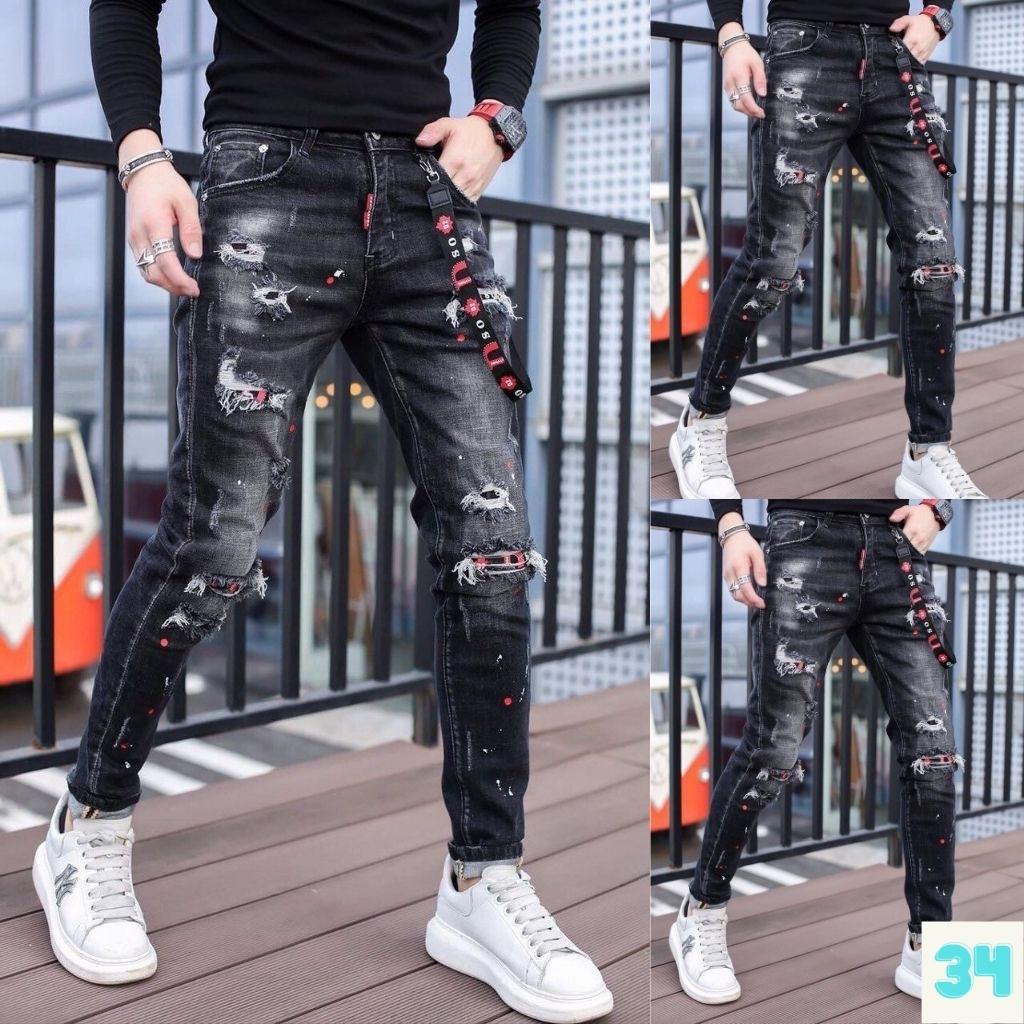 Quần jean nam trắng trơn không rách gối chất bò cao cấp co dãn 4 chiều đẹp from dáng rin skinny Vanasa JM25