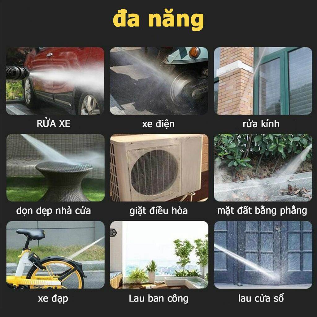 Máy rửa xe không dây sạc bằng pin, máy xịt rửa xe công suất lớn, máy rửa xe áp lực cao gia đình, thích hợp cho ô tô, xe máy, xe đạp, tưới hoa