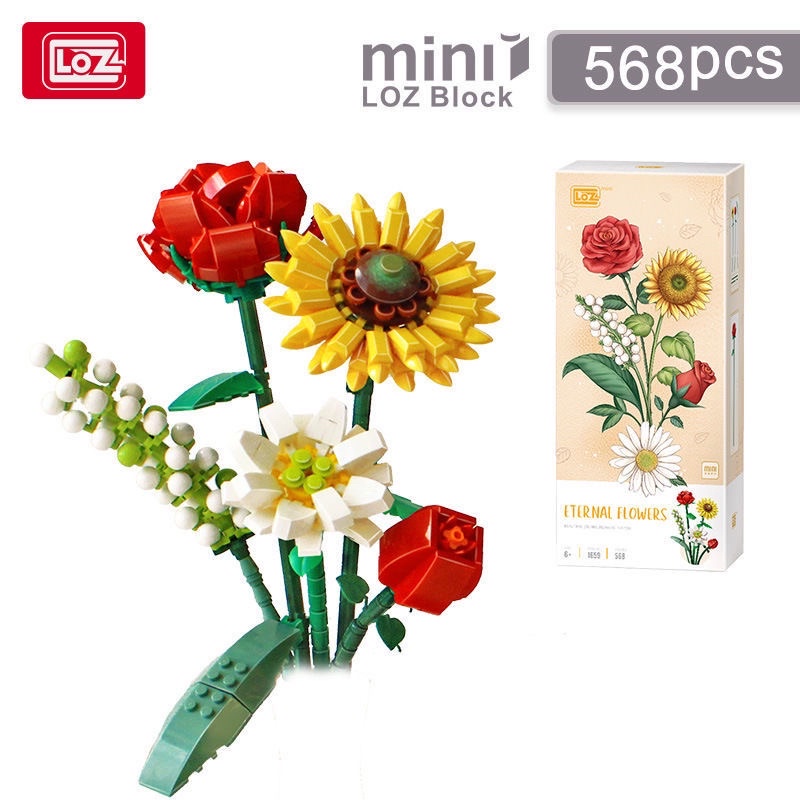 Đồ chơi lắp ráp Legogi HOA LOZ MINI mô hình trưng bày trang trí phòng quà tặng sinh nhật bạn gái