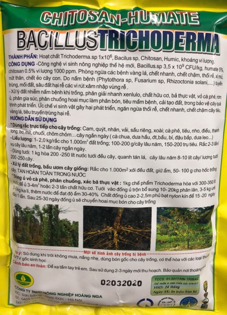 Chitosan Humate Bacillus Trichoderma/ Chế phẩm vi sinh Tribac 01 kg chống vàng lá, thối rễ, tăng phì nhiêu cho đất☘️