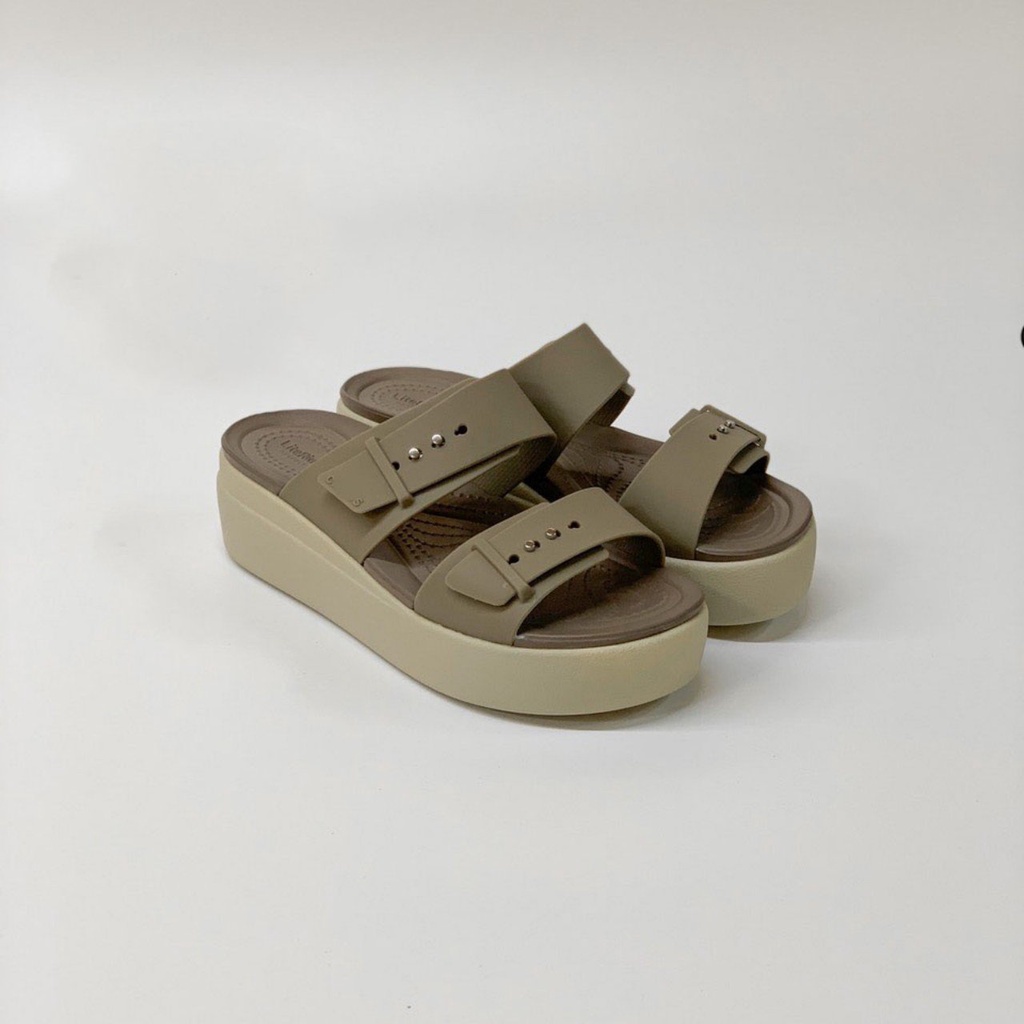 Dép lê cross brooklyn có khuy cài cao 7cm đế bánh mỳ siêu nhẹ, êm chân cho nữ