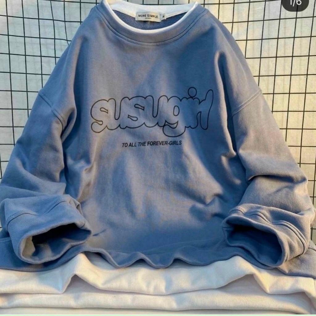 Áo sweater unisex from rộng SUSUGIRL AKN24 LECHAU phong cách street style hottrend Hàn Quốc chất nỉ bông xịn mịn | BigBuy360 - bigbuy360.vn