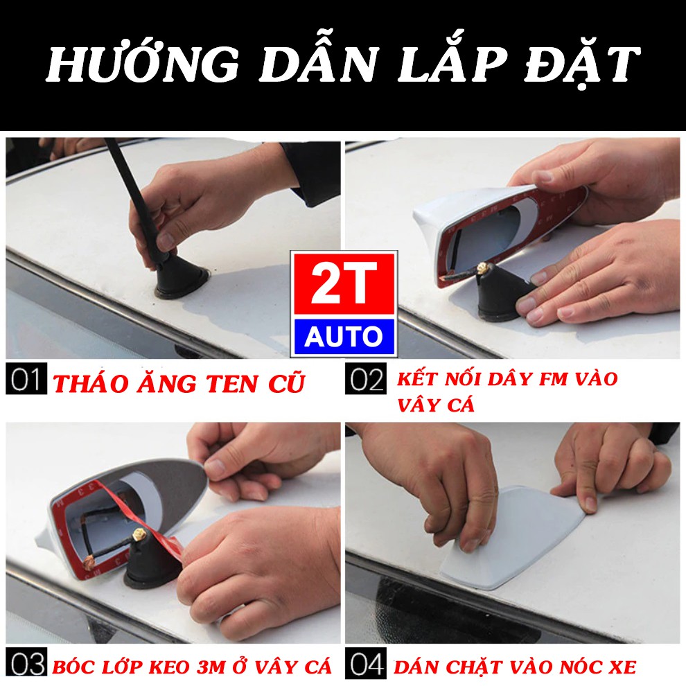 Ốp ăng ten vây cá trang trí nóc ô tô xe hơi cao cấp, có chức năng antenna, angten thu sóng FM  SKU: 290