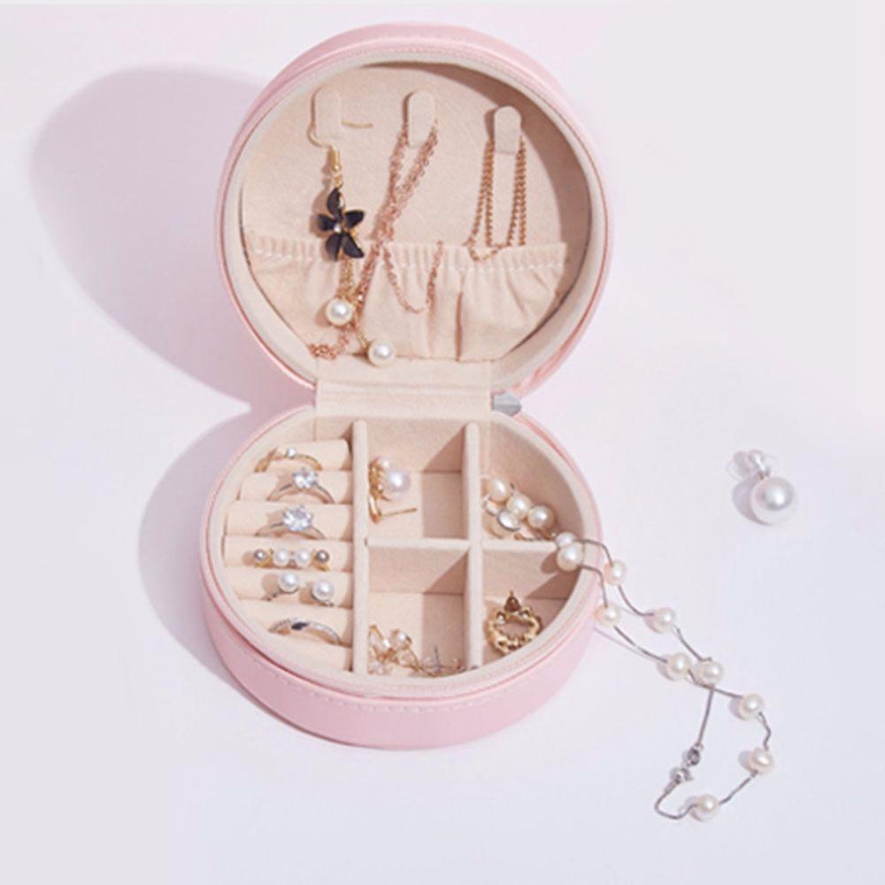 ANEMONE Hộp Đựng Trang Sức Hình Tròn Có Khóa Kéo Chống Thấm Nước Tiện Dụng