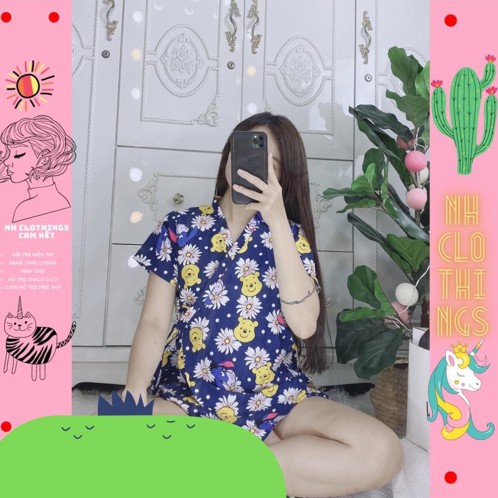 Bộ đồ ngủ, đồ bộ pijama lụa nữ mặc nhà kimono chất liệu kate thái chuẩn loại 1 freeSize NH CLOTHINGS