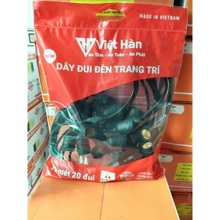 Dây đui trang trí ngoài trời Việt Hàn 10 đui 5m 20 đui 10m có đầu nối dài