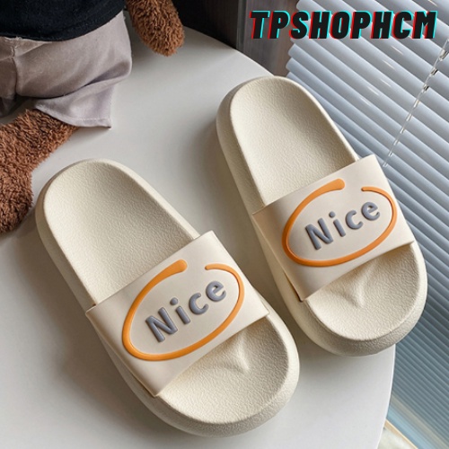 Dép bánh mì quai ngang hình NICE chất Ulzzang Hàn Quốc đế cao 3cm siêu xinh cute