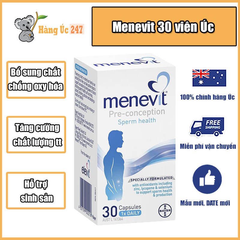 Viên uống MENEVIT của Úc dành cho nam giới 30 viên, 90 viên mẫu mới