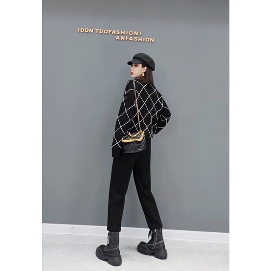 Set trang phục nữ gồm áo len và quần len dài thời trang thương hiệu Gucci GG/GC cao cấp