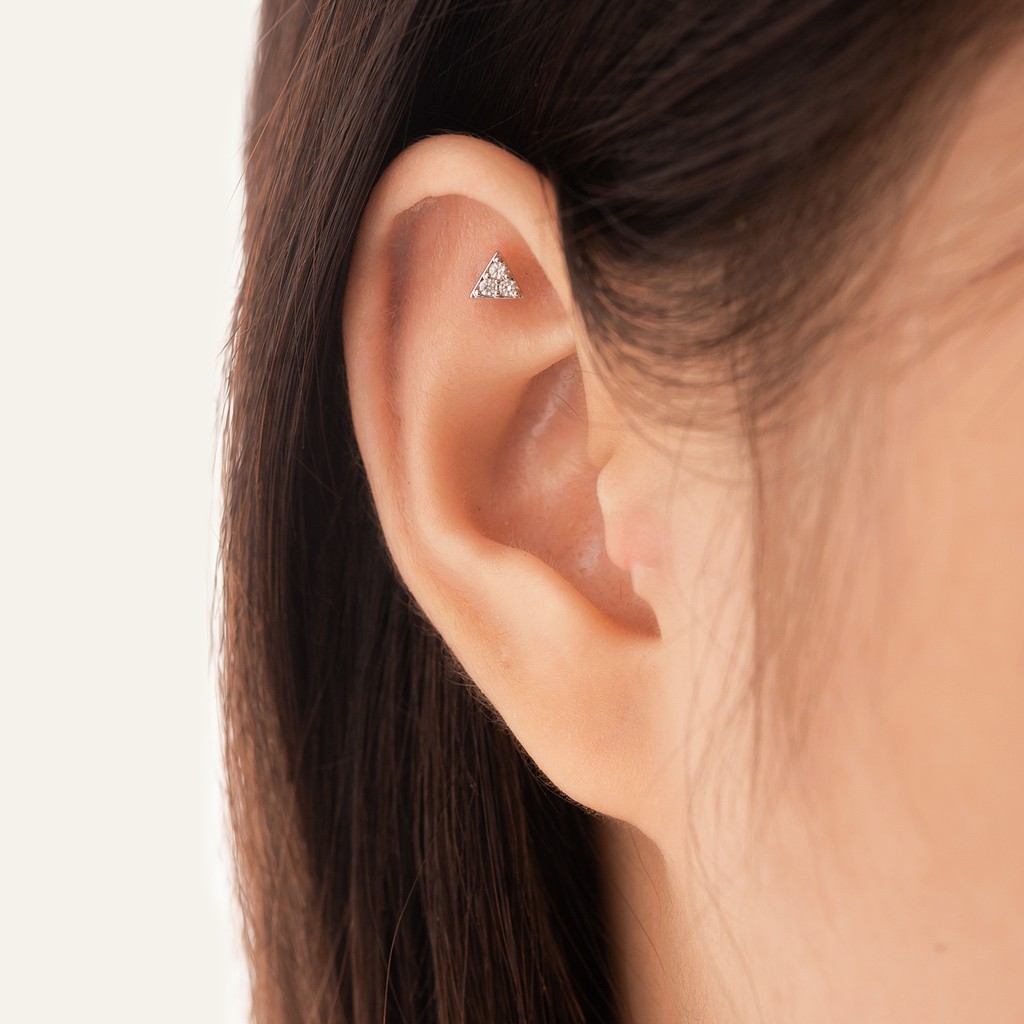 Khuyên tai đá Three Stones Diamond Stud