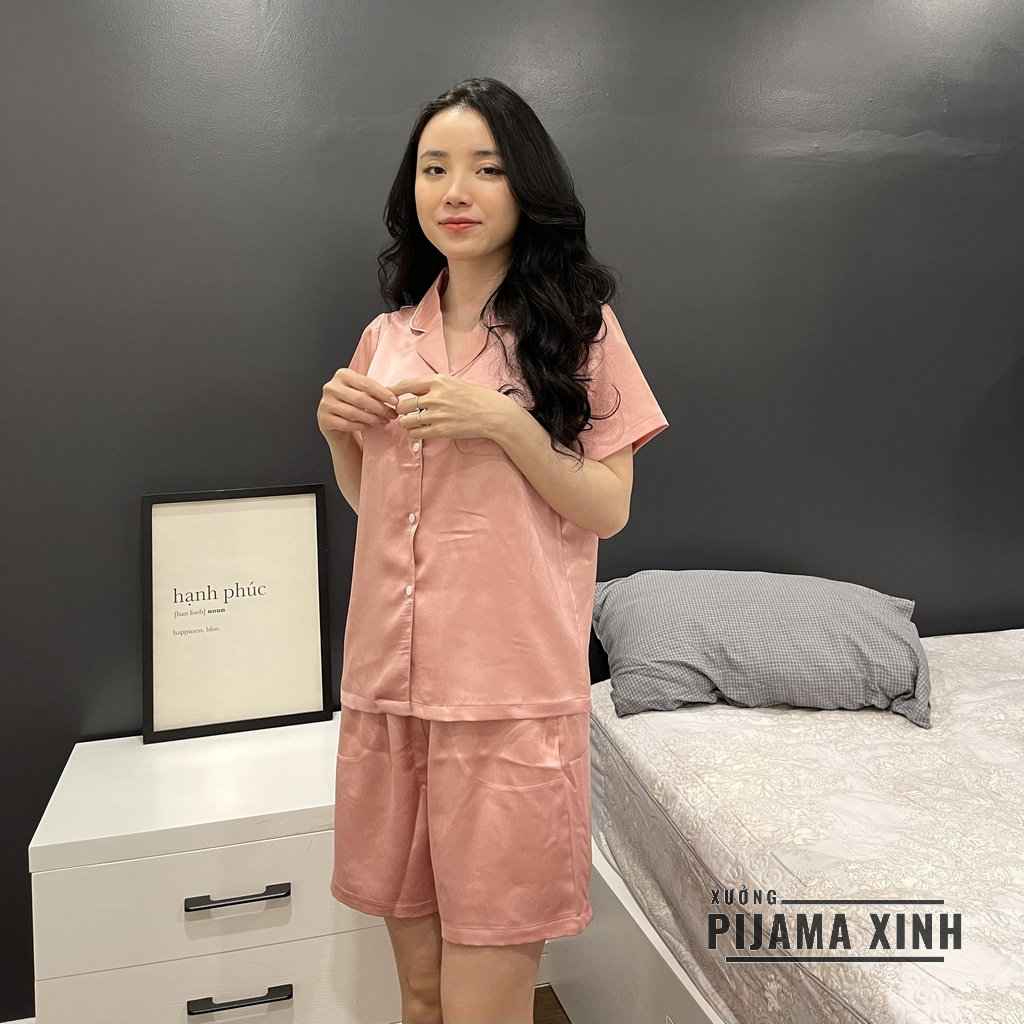 PIJAMA LỤA - Đồ mặc nhà chất Latin trơn Màu Hồng