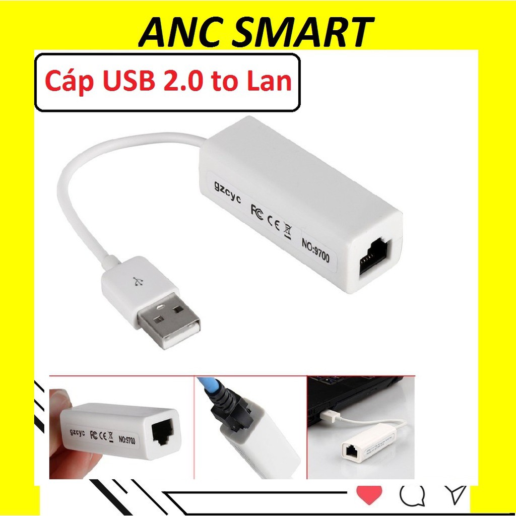 Usb ra LAN dây. Usb LAN dùng cho máy tính hỏng cổng LAN RJ45