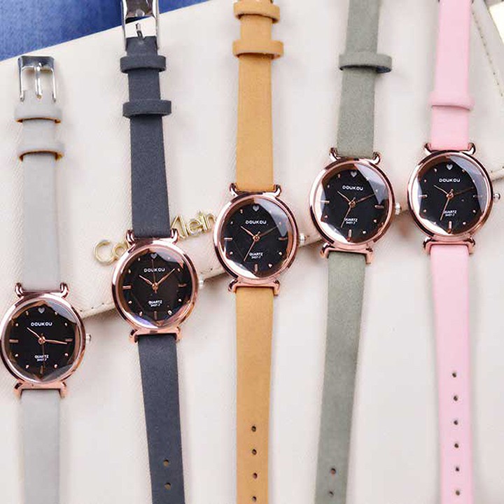 Đồng hồ nữ DouKou 71139 dây da lộn cao cấp mặt tròn Bán lẻ giá sỉ