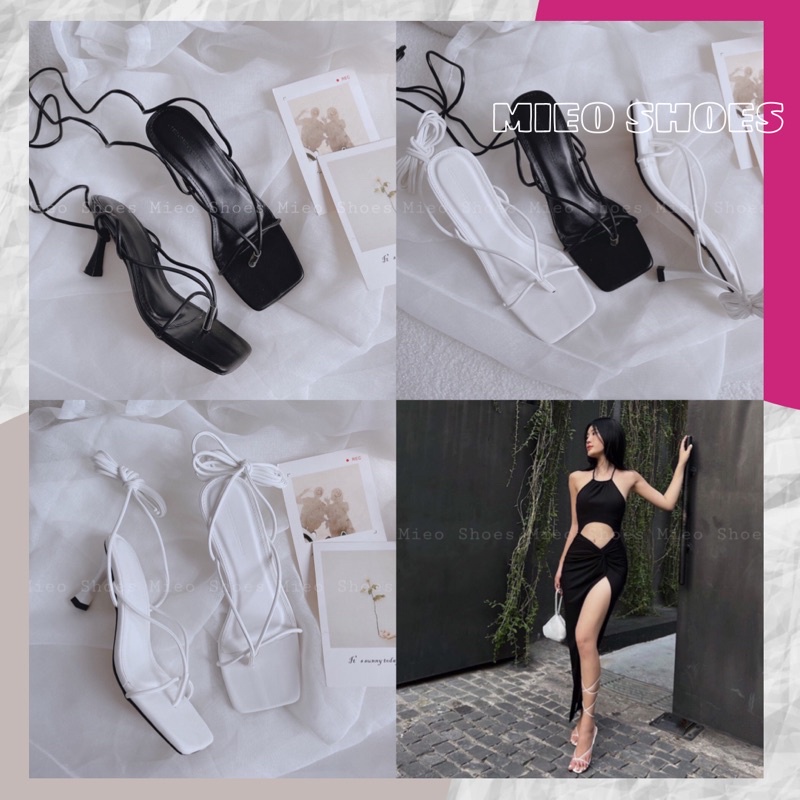 SANDAL CAO GÓT NHỌN DÂY BUỘT CAO KẸP QUAI NGANG MIEOSHOES ( G703 G704 )