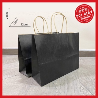 10 túi giấy kraft đen ngang 32 x 24 x 11 cm