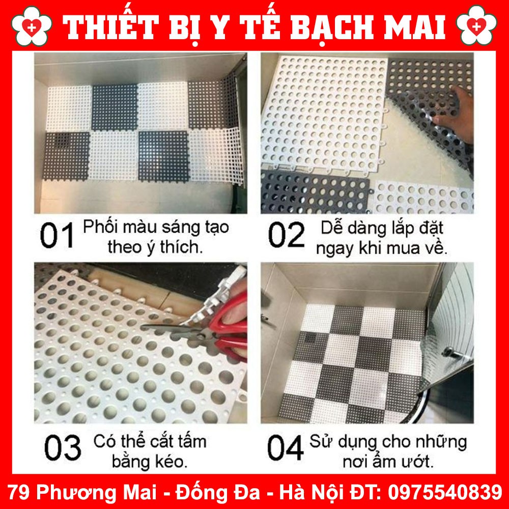 [ SALE SẬP SÀN ] Tấm Thảm Nhựa Lỗ Ghép Lót Sàn Kháng Khuẩn Chống Trơn Trượt Hàng Việt Nam Cao Cấp - KT30*30cm