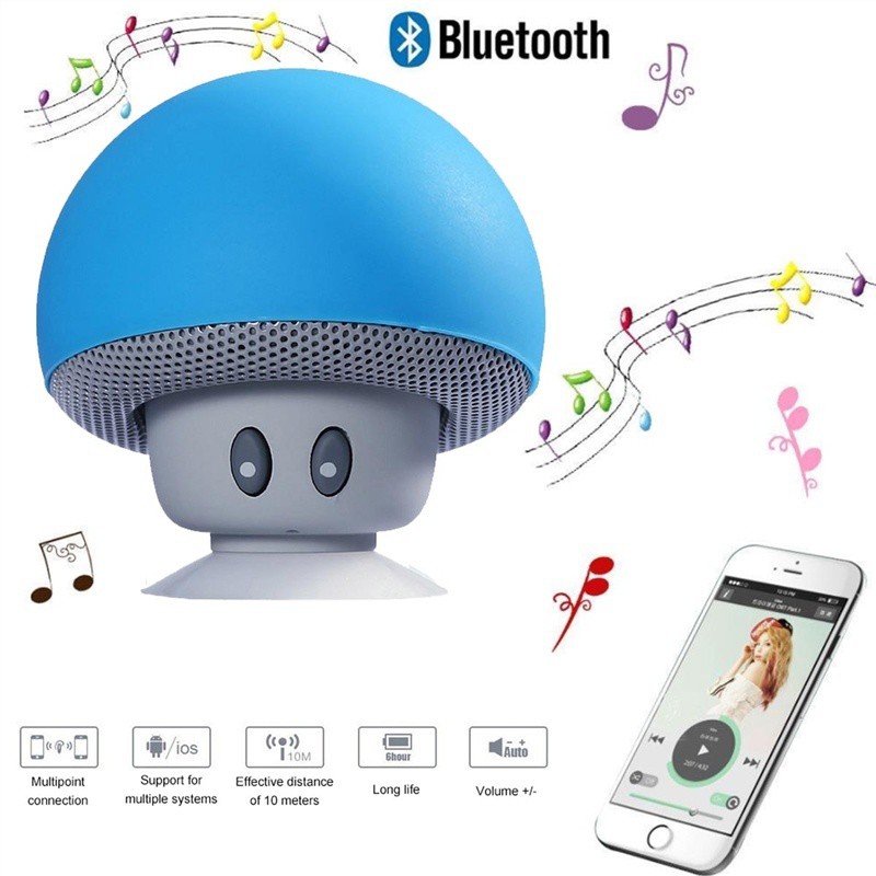 Loa Bluetooth Hình Cây Nấm Có Giác Hút Chân Không Cho Điện Thoại