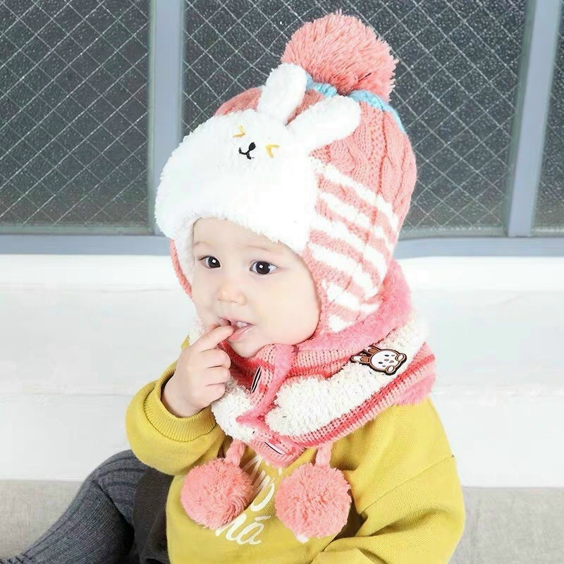 [Lông]Set khăn mũ Thỏ cho bé mã 38044