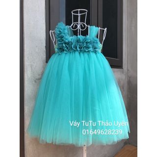 Freeship 99k toàn quốc_,Váy TuTu màu xanh ngọc hoa dải